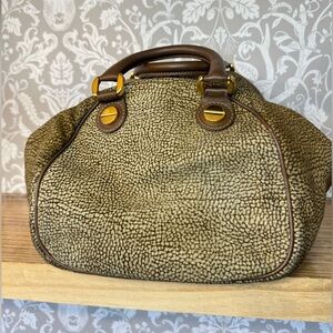 BORBONESE Brown Textured Satchel Pouch Included✨️